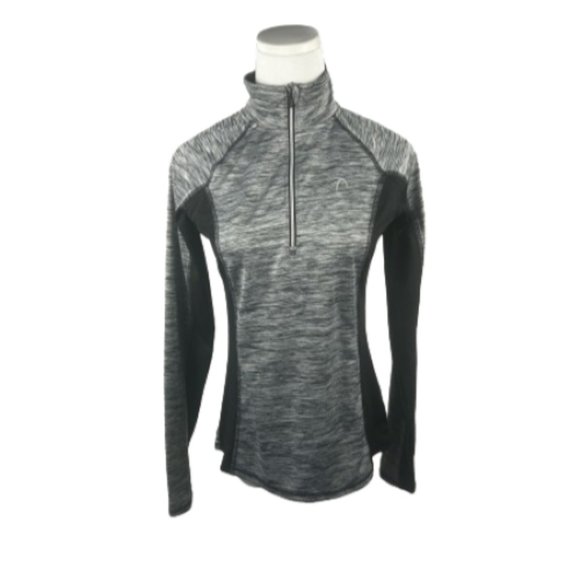 Head Shirt Womens XS Activewear 1/4 Zip Long Sleeve Grey Black Lightweight - Picture 2 of 16